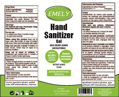 960 mL Gel (Emely Hand Sanitizer Gel 960 mL)